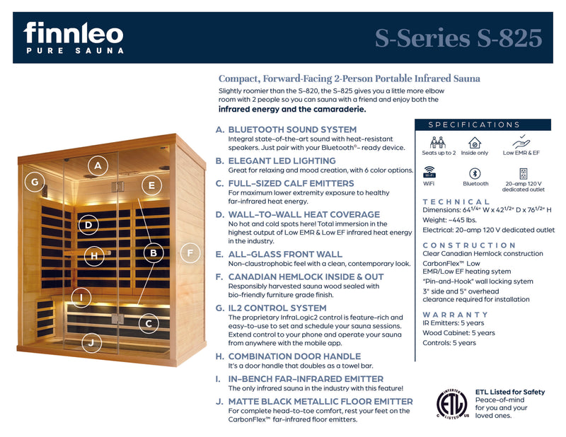 Load image into Gallery viewer, S-825 Series 2-Person Low EMR/Low EF Infrared Sauna