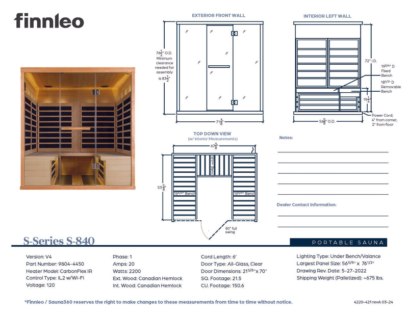 Load image into Gallery viewer, S-840 Series 4-Person Low EMR/Low EF Infrared Sauna
