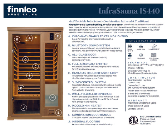 IS440 InfraSauna - Traditional + Infrared