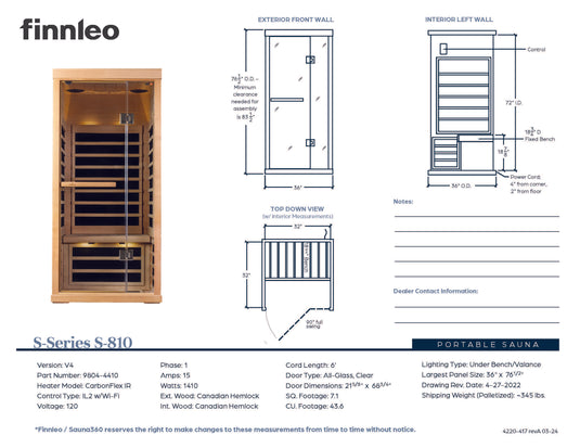 S-810 Series 1-Person Low EMR/Low EF Infrared Sauna