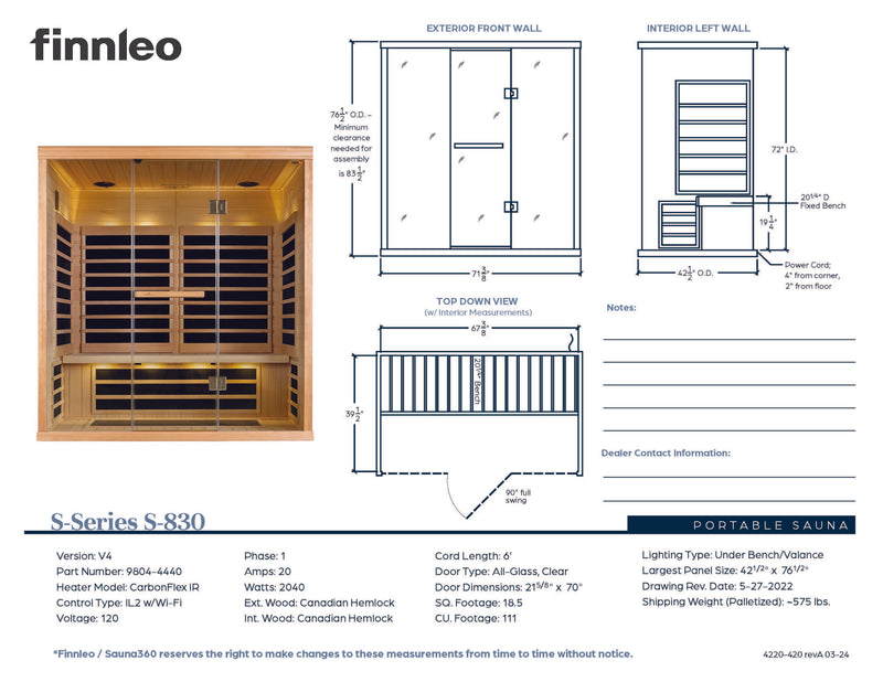 Load image into Gallery viewer, S-830 Series 3-Person Low EMR/Low EF Infrared Sauna
